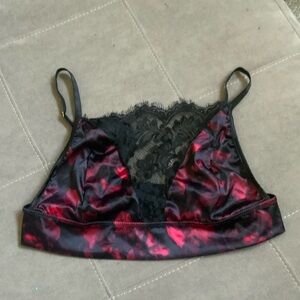 Fashion Nova Red and Black Lace Satin Bralette